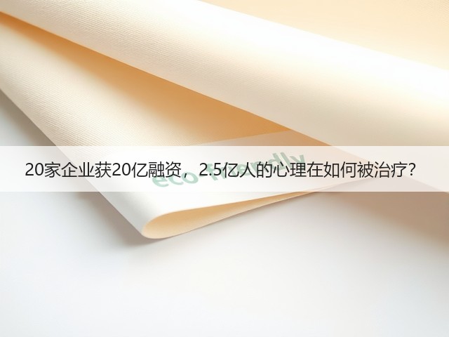 20家企业获20亿融资，2.5亿人的心理在如何被治疗？(图2)