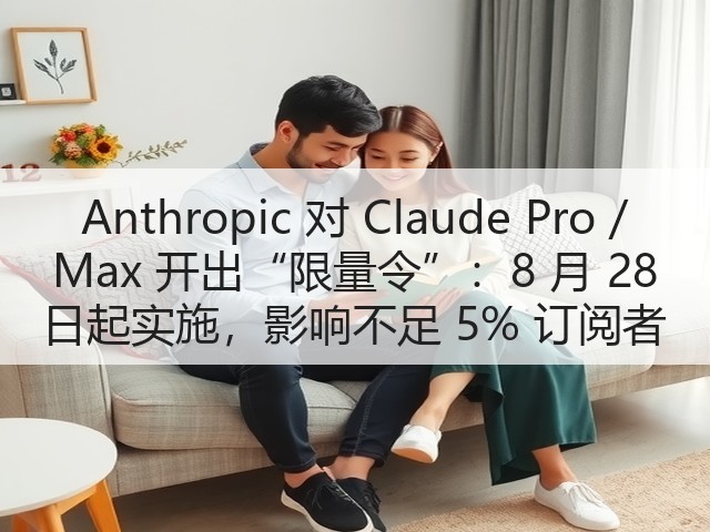 Anthropic 对 Claude Pro / Max 开出“限量令”:8 月 28 日起实施,影响不足 5% 订阅者(图3) Anthropic 对 Claude Pro / Max 开出“限量令”:8 月 28 日起实施,影响不足 5% 订阅者(图3)